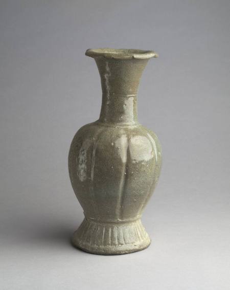Long necked lobed vase