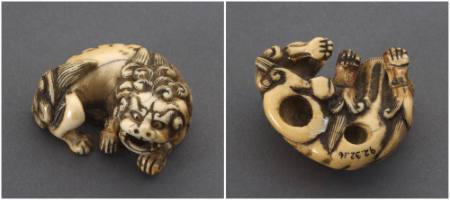 Netsuke in the form of a crouching lion