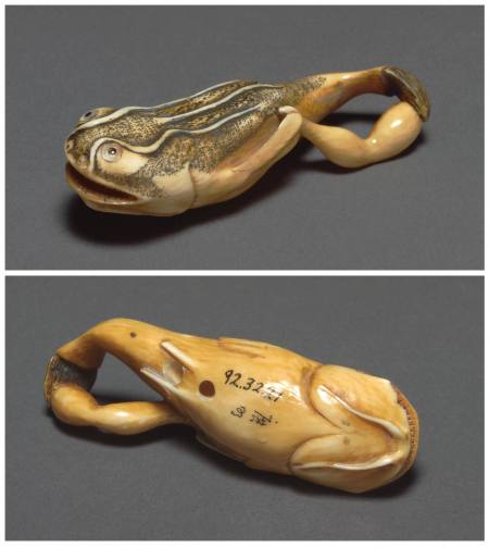 Netsuke of a catfish with gourd