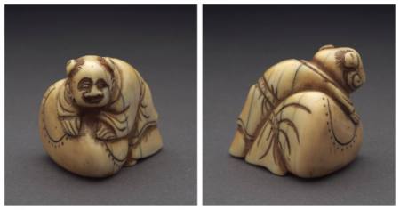 Netsuke of a Chinese child with a sack