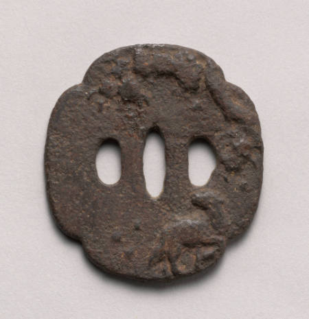 Tsuba with deer and maple leaves