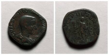 Hostilian (Caius Valens Hostilianus Messius Quintus ) copper sestertius ("Imperial Bronze" coin)
