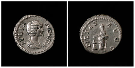 Julia Domna, wife of Septimius Severus silver denarius (coin)