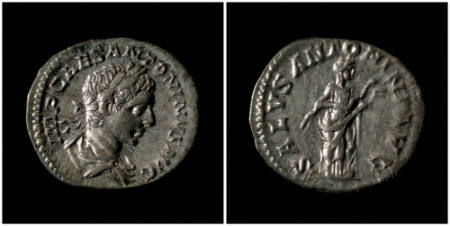 Elagabalus or Heliogabalas (Varius Aitus Bassianus) a.k.a. Marcus Aurelius Antoninus denarius (coin)
