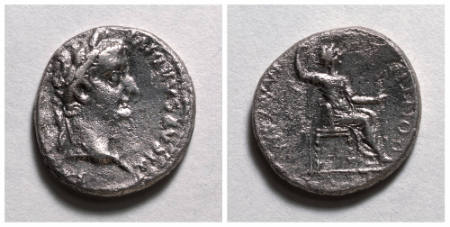Tiberius (Tiberius Claudius Nero) silver denarius (coin)