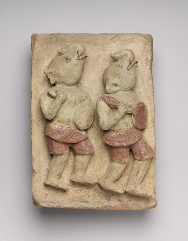 Tile with design of elephant warriors from the army of Mara