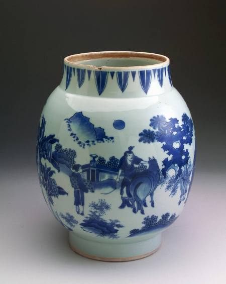 Jar with design of scholars in a garden