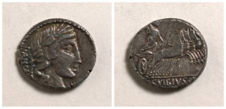 Roman Republic, moneyer C. VIBIVS C F Pansa, denarius (coin)