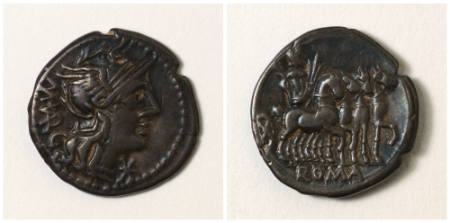 Roman Republic, moneyer M VARGV (nteius), denarius (coin)