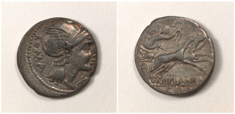Roman Republic, moneyer L FLAMINI (us) CILO, denarius (coin)