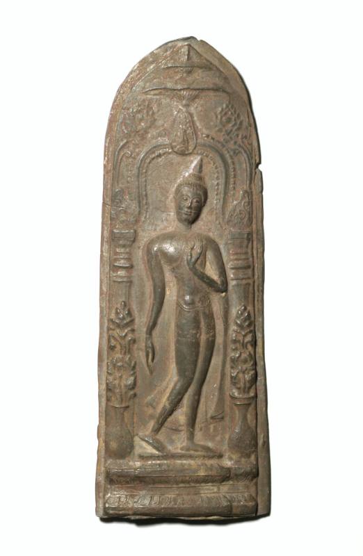 Plaque with image of the walking Buddha