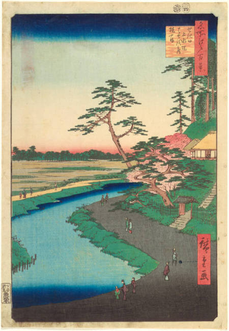 Basho's Hermitage and Camelia Hill, Sekiguchi, #40 from the series 100 Famous View of Edo