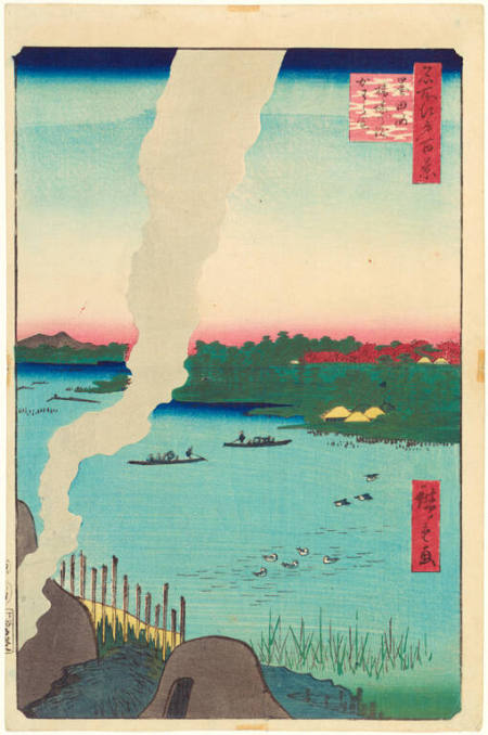 Tile Kilns and Hashiba Ferry, Sumida River, #37 from the series 100 Famous View of Edo