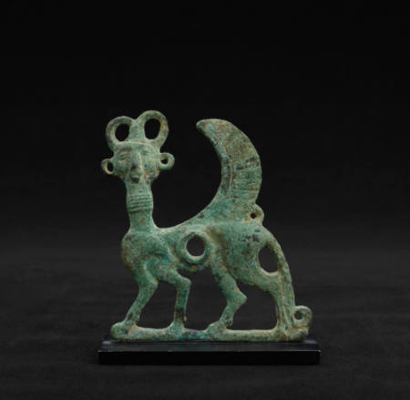 Cheekpiece from a horse bit in the form of a winged sphinx