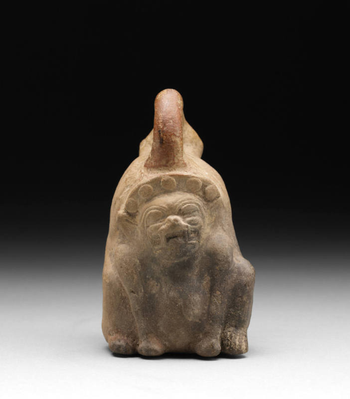 Miniature snarling feline effigy vessel