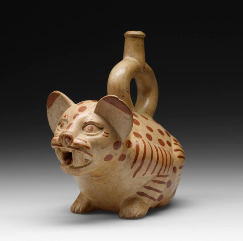 Spotted feline effigy vessel