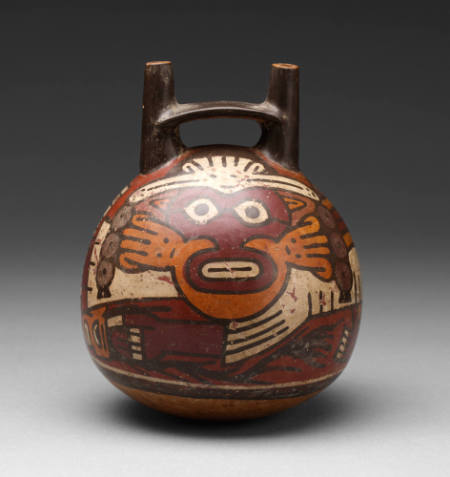 Polychrome double-spouted bottle
