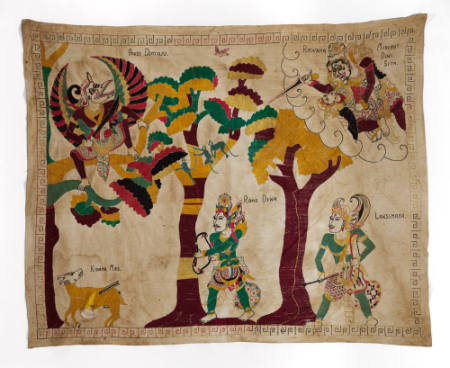 Tabing (rectangular hanging) with a scene from the Ramayana