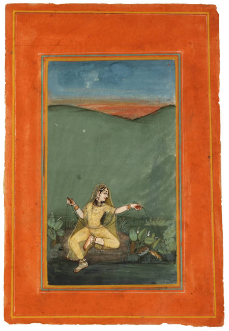 Woman in a landscape; page from a Ragamala series