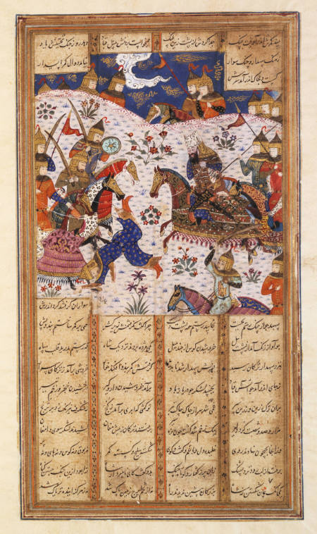 Rustam fights Afrasiyab, page from a Shahnama