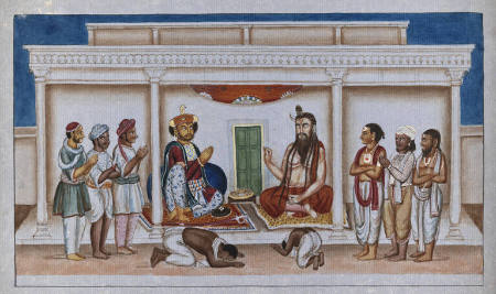 Ramlila Performance: A King and Guru Seated on the Terrace of a Private House