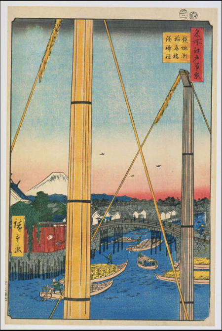 Inari Bridge and Minato Shrine, Teppozu:  #77 from One Hundred Famous Views of Edo