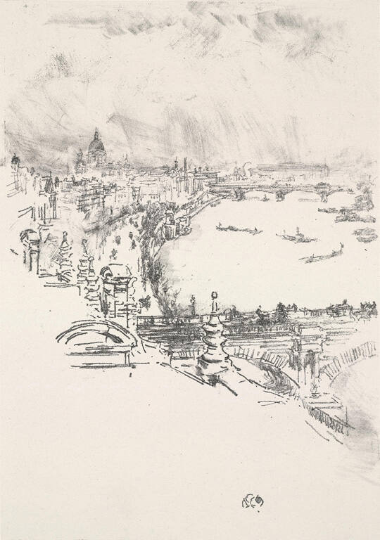Little London (View of the Thames with Waterloo Bridge in the Foreground and the dome of St. Paul's in the Distance)