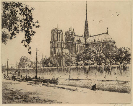 Quai de l'Archeveche et Notre Dame, Paris