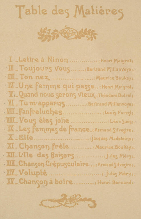 Table des Matières