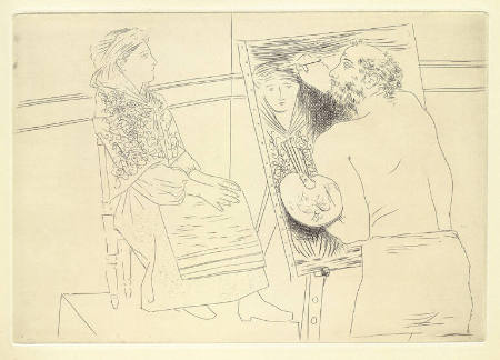 Plate VI, Le Chef d'Oeuvre Inconnu; Peintre Chauve Devant son Chevalet [Bald Painter in front of his Easel]