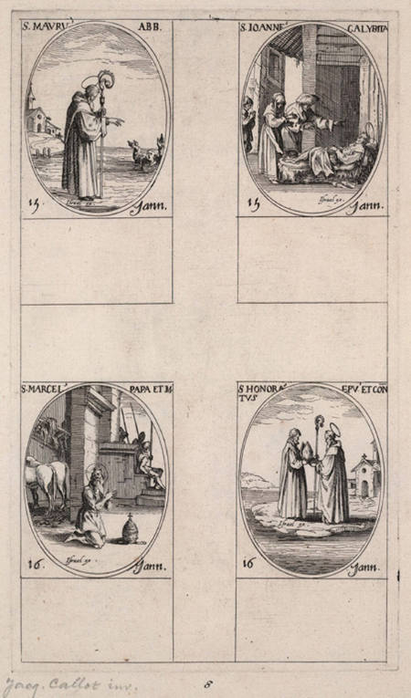 4 leaves from "The Book of Saints for Every Day of the Year" Paris, chez Israel, 1636