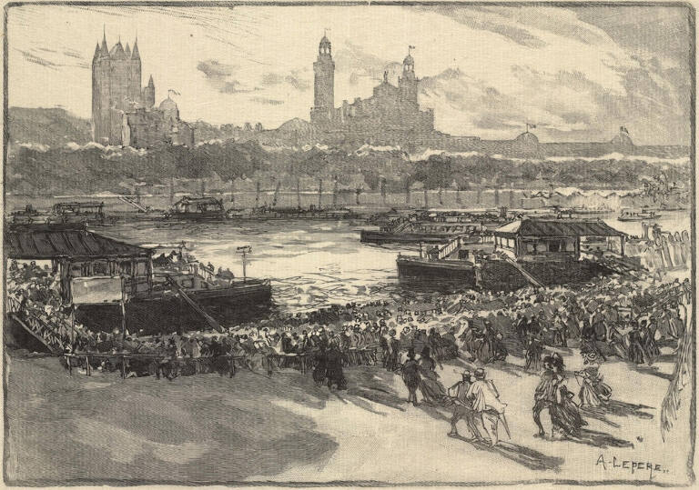 Les Pontons des Bateaux Marche au Coucher de Soleil