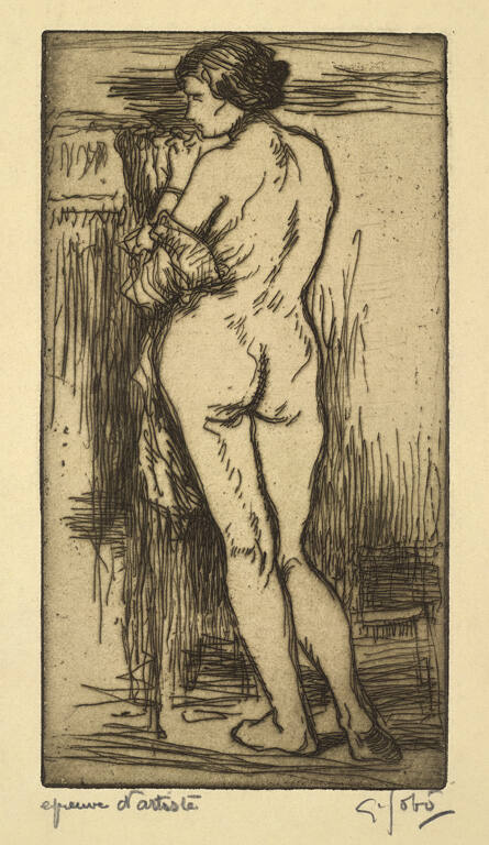 Femme nue à la cheminée