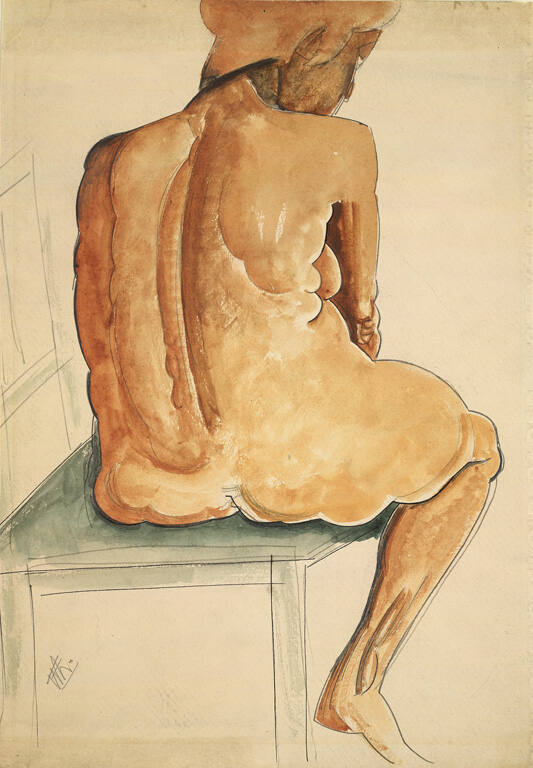 Red Nude Seated