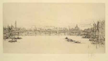 The Thames and Waterloo Bridge, from the Temple