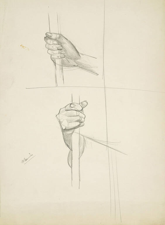 Study of Hands Holding a Pole