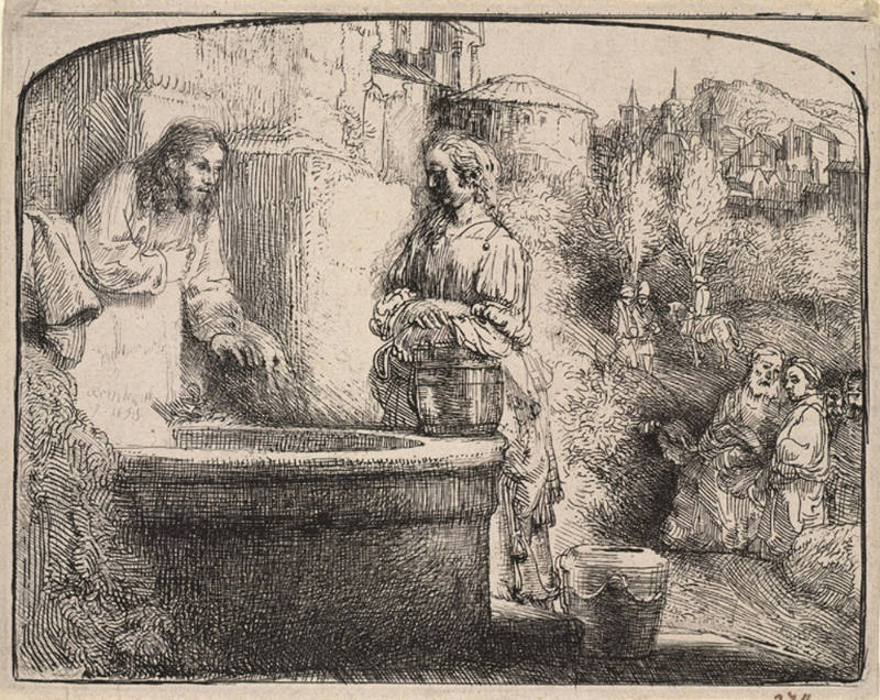 Christ and a Woman of Samaria: an arched print