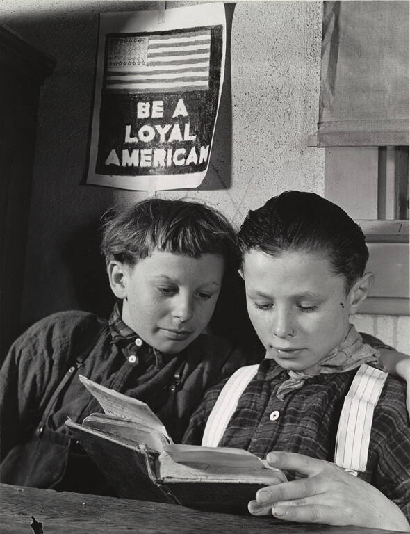 [Boys studying, Byron Lake, South Dakota]