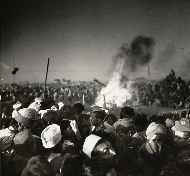[The funeral pyre after Gandhi's death, India]