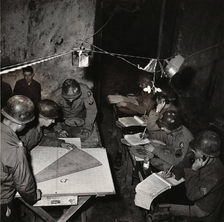 [Fire Direction Center, heavy artillery battery. Italian front.]