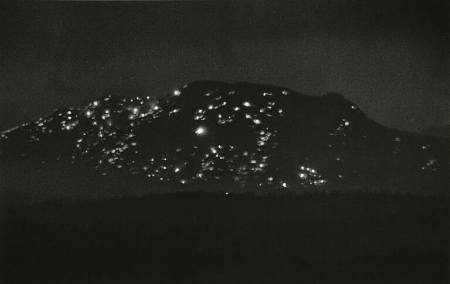 [Mt. Trocchio lit up by bursts from the Allied artillery barrage, Italy]