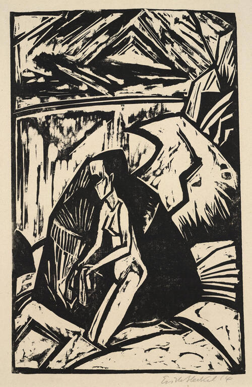 Kniende am Stein (Kneeling Woman by a Rock)