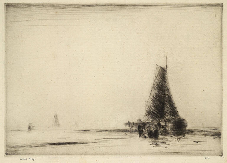 Hazy Morning (Boat on water, low-tide)