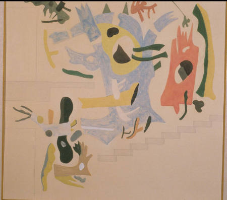 Study for the foyer and staircase murals in Nelson A. Rockefeller's New York apartment
