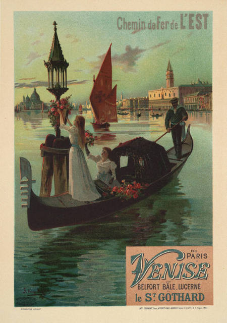 Chemin de fer de L'Est-Venise [Railroad from the East to Venice] (Travel advertisement)