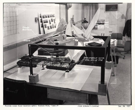 Florida ocean floor location model; feature film "JAWS 2" (with type overlay), Gene Johnson's trailer, from Studio Still Lifes portfolio