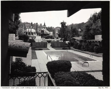 "Sacramento Arms" motel court looking out on Sternwheeler and Western sets, from Studio Still Lifes portfolio
