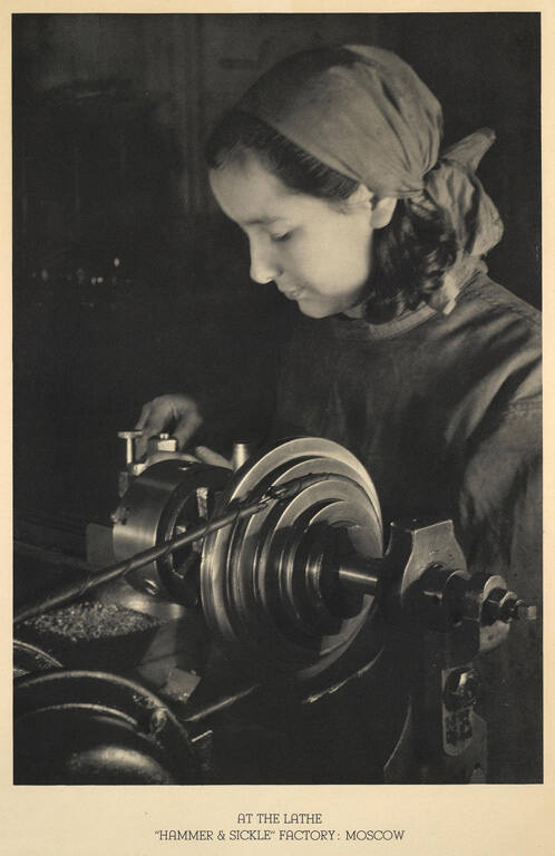 At the lathe, "Hammer & Sickle" Factory, Moscow, from Photographs of U.S.S.R.