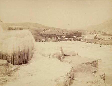 Hotel Valley, Minerva Terrace, from Scenery of the Yellowstone National Park series