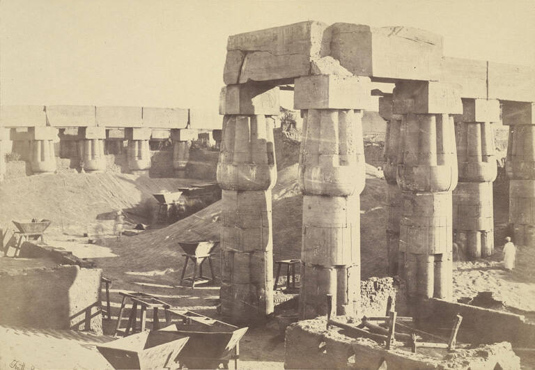Portico of the Great Temple (the government corn stores), Luxor, from Egypt and Palestine. Photographed and Described